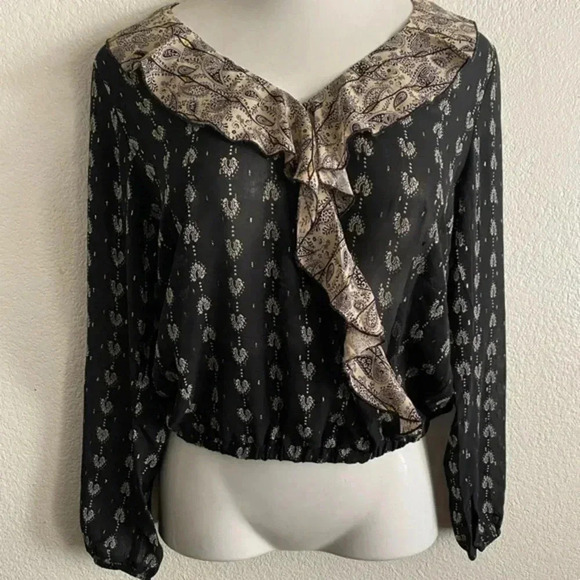 🆕Senlis Moroccan Tile Paisley Clara Ruffle Top S🆕 - Picture 6 of 14